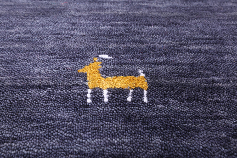 5' 0" X 7' 0" Persian Gabbeh Handmade Wool Rug - Q15277
