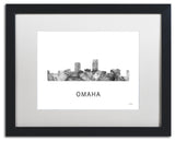 Marlene Watson 'Omaha Nebraska Skyline' Matted Art, Black Frame, White, 20x16