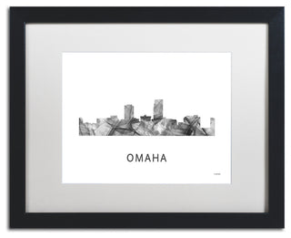 Marlene Watson 'Omaha Nebraska Skyline' Matted Art, Black Frame, White, 20x16