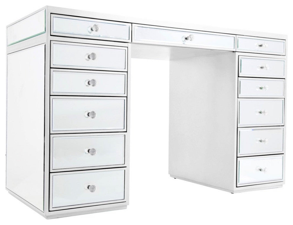 SlayStation Plus Premium Mirrored Vanity Table, White