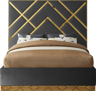 Vector Upholstered Bed, Gray, Queen, Velvet