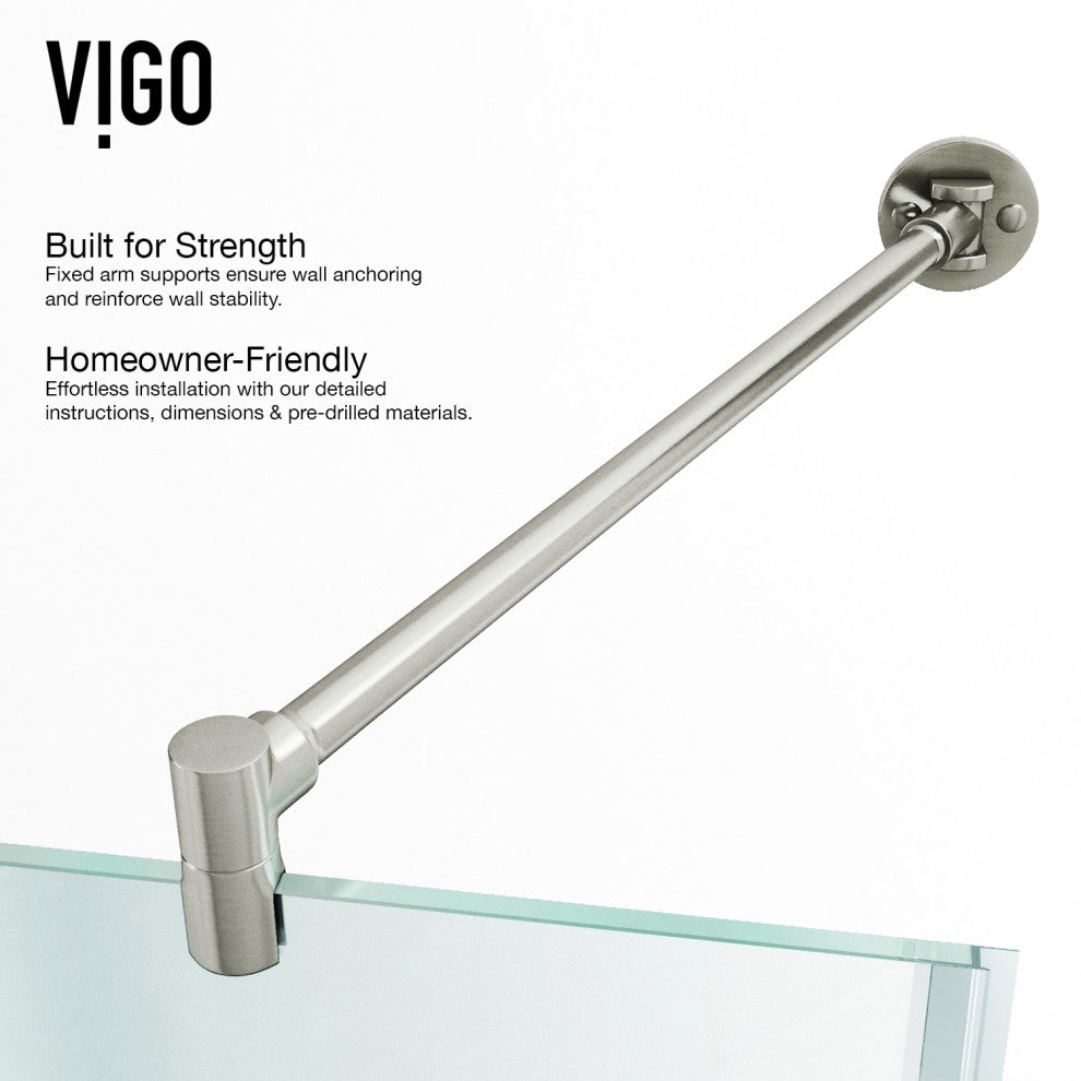 VIGO Gemini Frameless Hinged Neo-Angle Shower Enclosure, Brushed Nickel, 48" D X 47" W, High Base