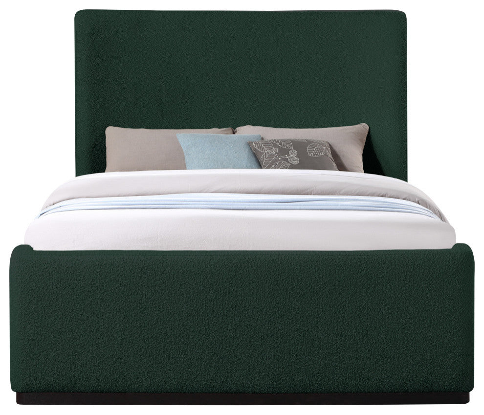 Oliver Boucle Fabric Upholstered Bed, Green, King