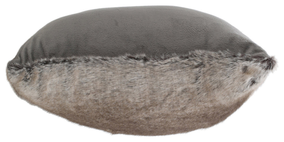 GDF Studio Elise Modern Glam Faux Fur Throw Pillow, Ash White, 2