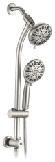 7 Spray Patterns Dual Shower Head with Slide Bar, Brushed Nickel
