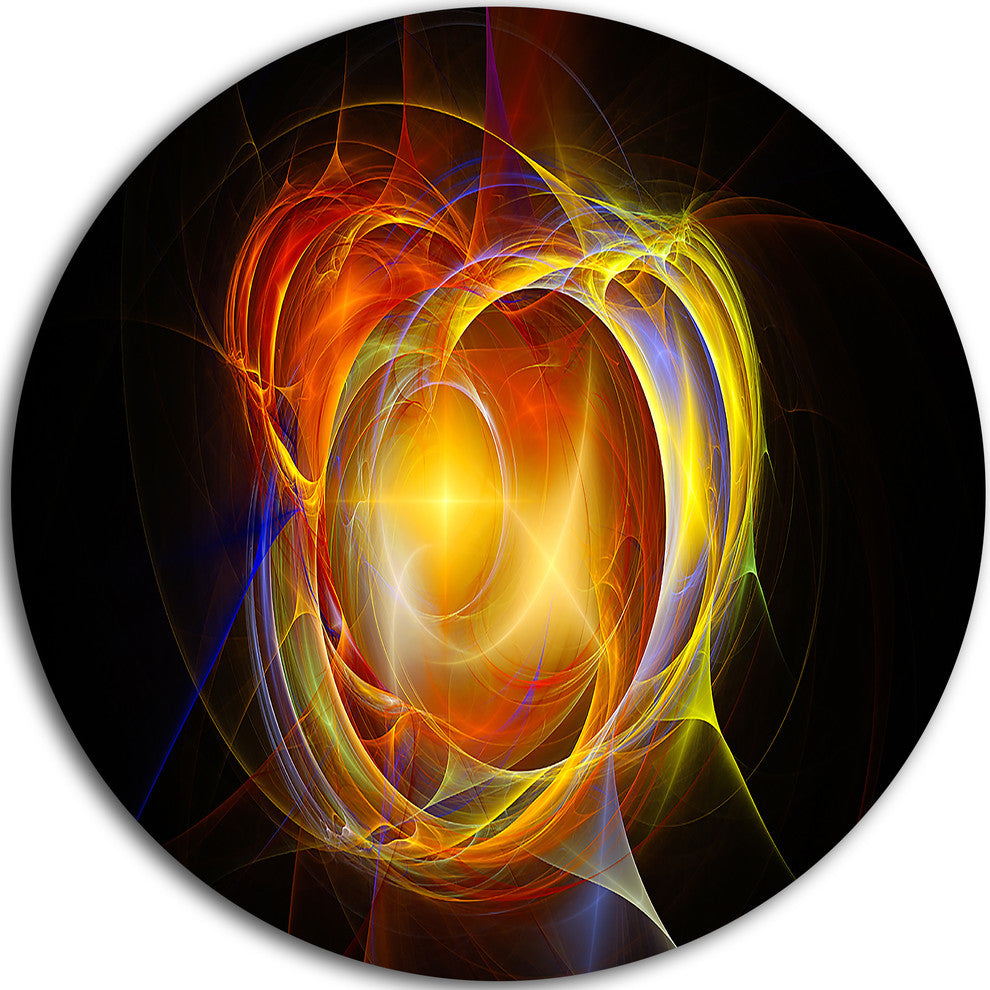 Supernova Explosion In Black, Digital Art Round Wall Art, 36"