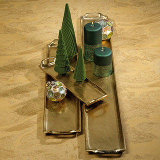 26" Khanya Rectangular Aluminum Tray, Dark Gold