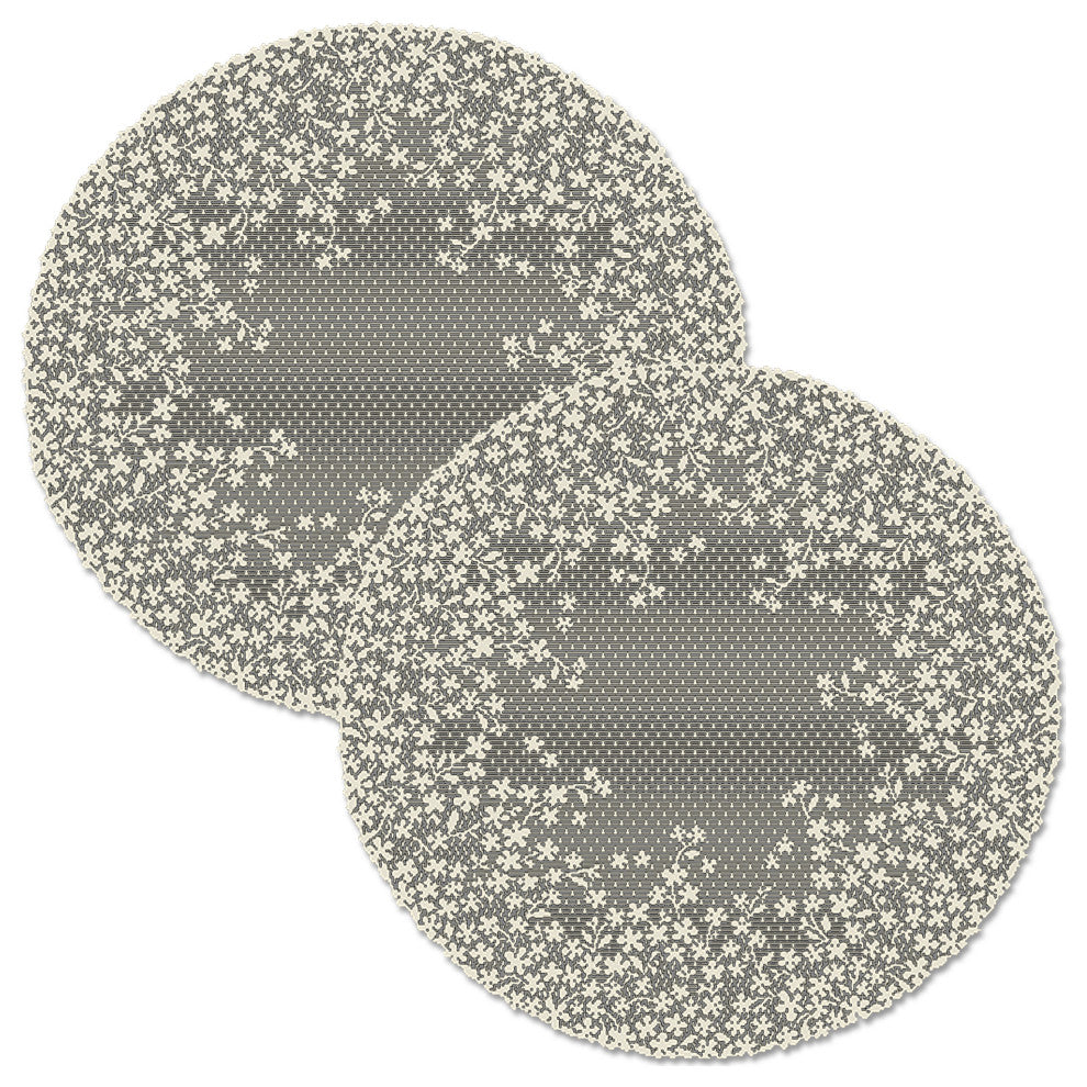Blossom 20" Round Doily, Set of 2, Ecru