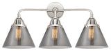 Large Cone Bath Vanity Light, Polished Chrome, Plated Smoke, Plated Smoke