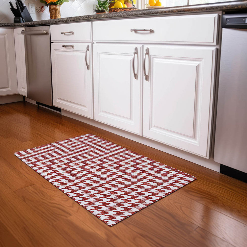 Indoor/Outdoor Hinton HN1 Red Machine Washable 1'8" x 2'6" Rug