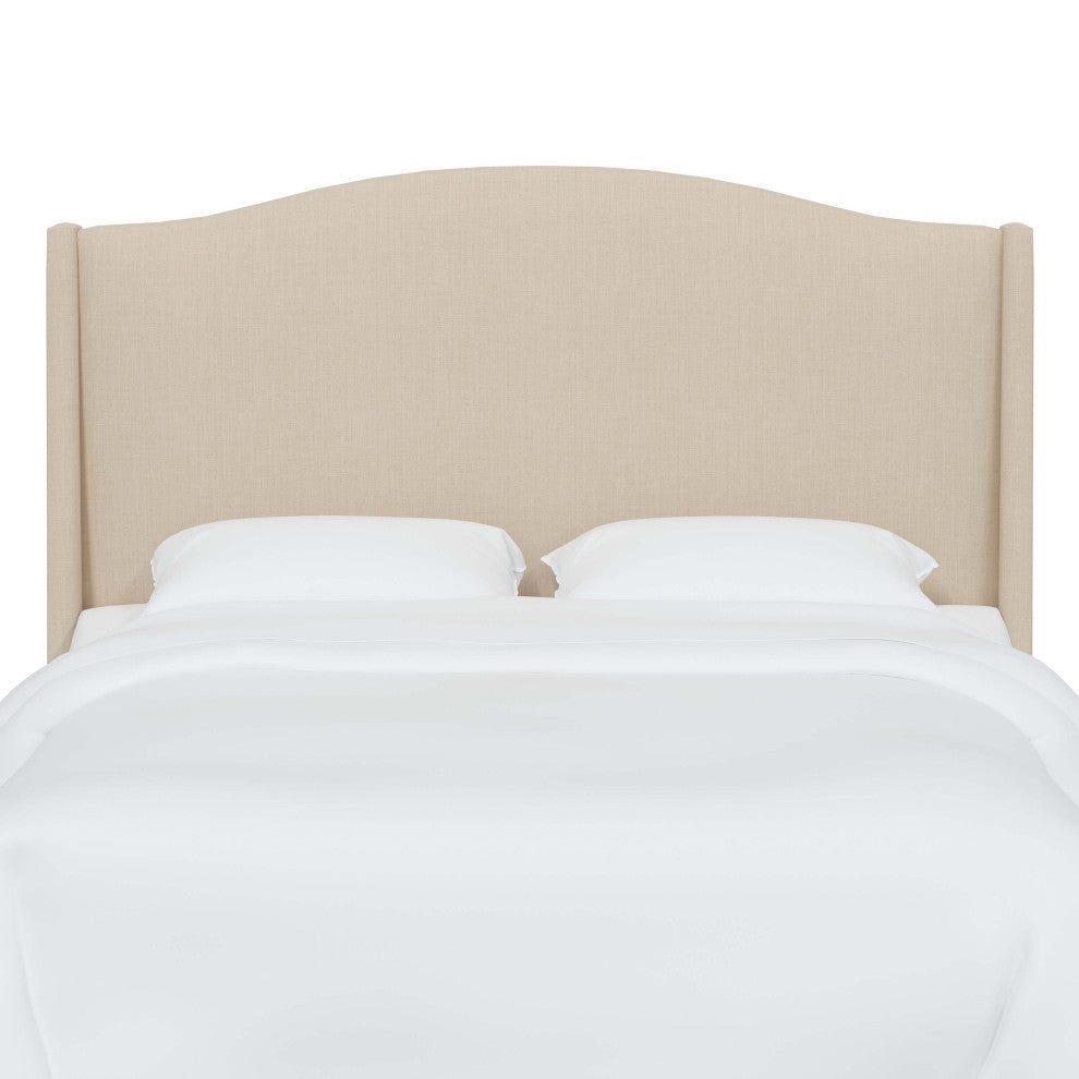 Camelback Wingback Headboard, Linen Linen, King