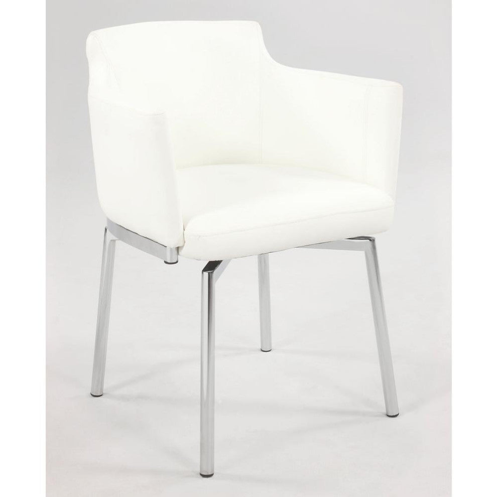 Club Style Arm Chair With Memory Swivel - Set Of 2, White