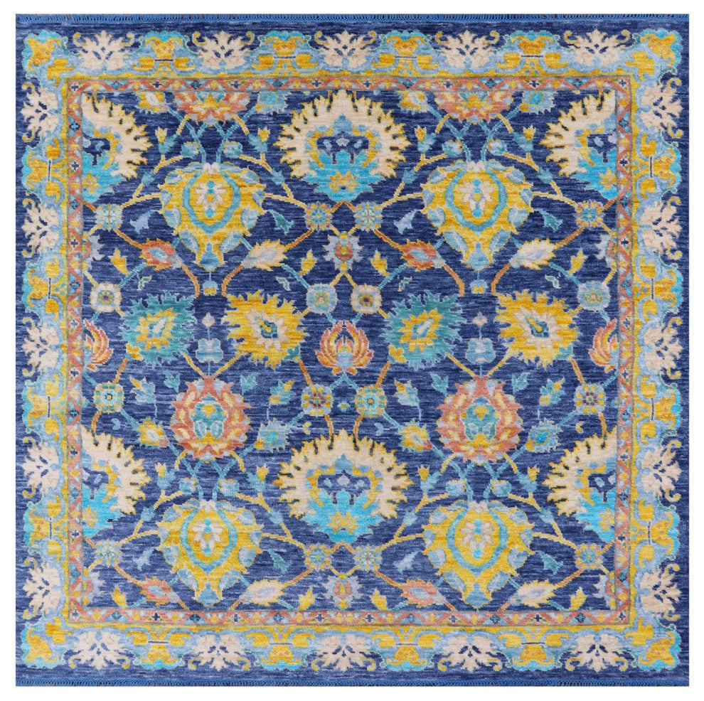 8' Square Turkish Oushak Handmade Wool Rug - Q13447