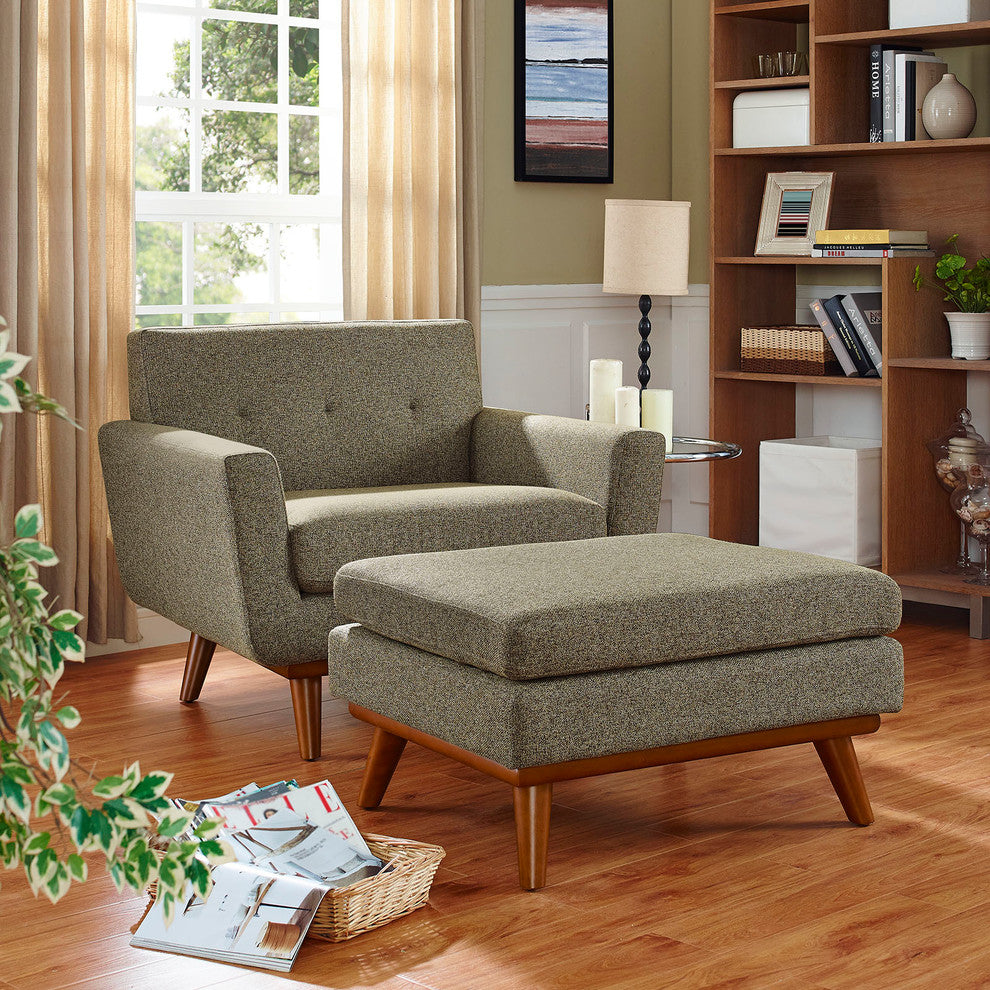 Modern Oatmeal Engage 2 Piece Armchair and Ottoman