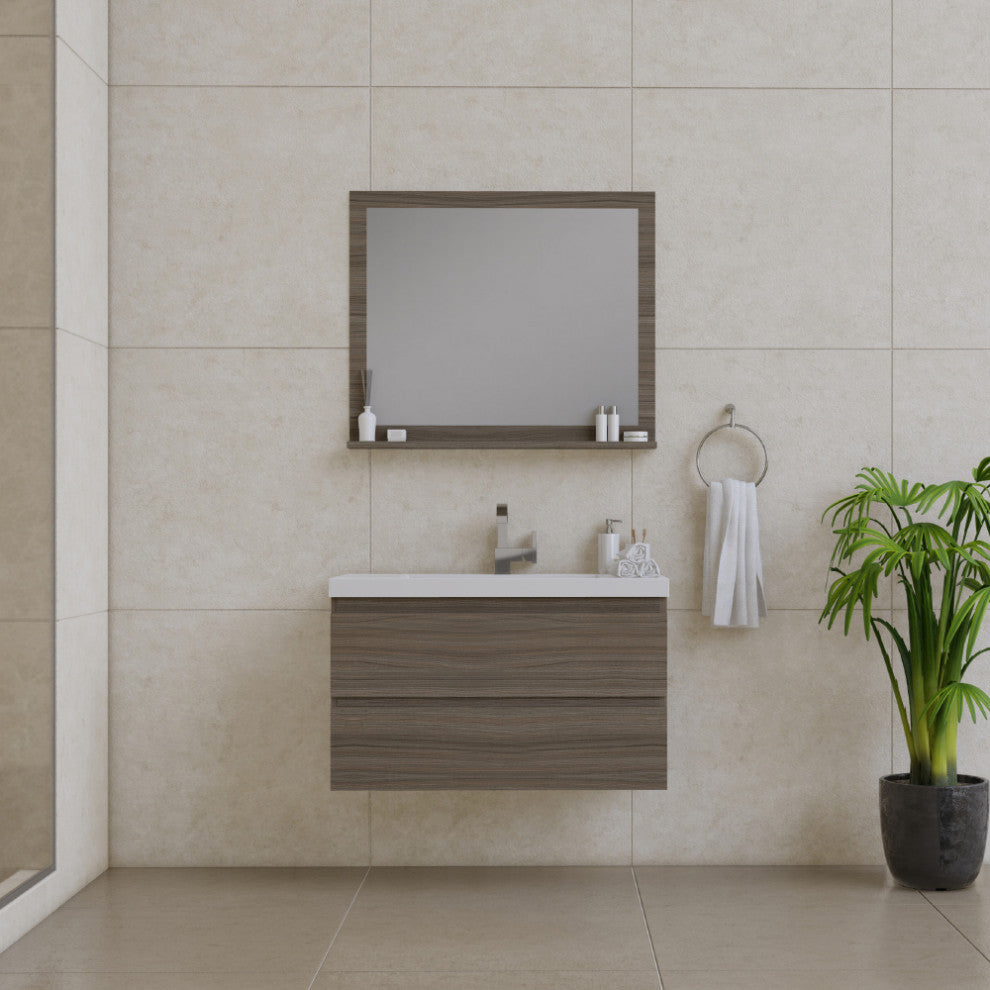 Paterno 36" Wall Mounted Bathroom Vanity, Gray
