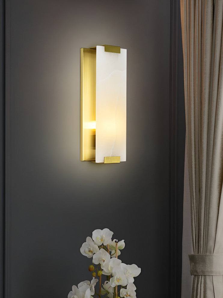 Luxury Copper-Marble LED Wall Lamp for Living Room, Bedroom