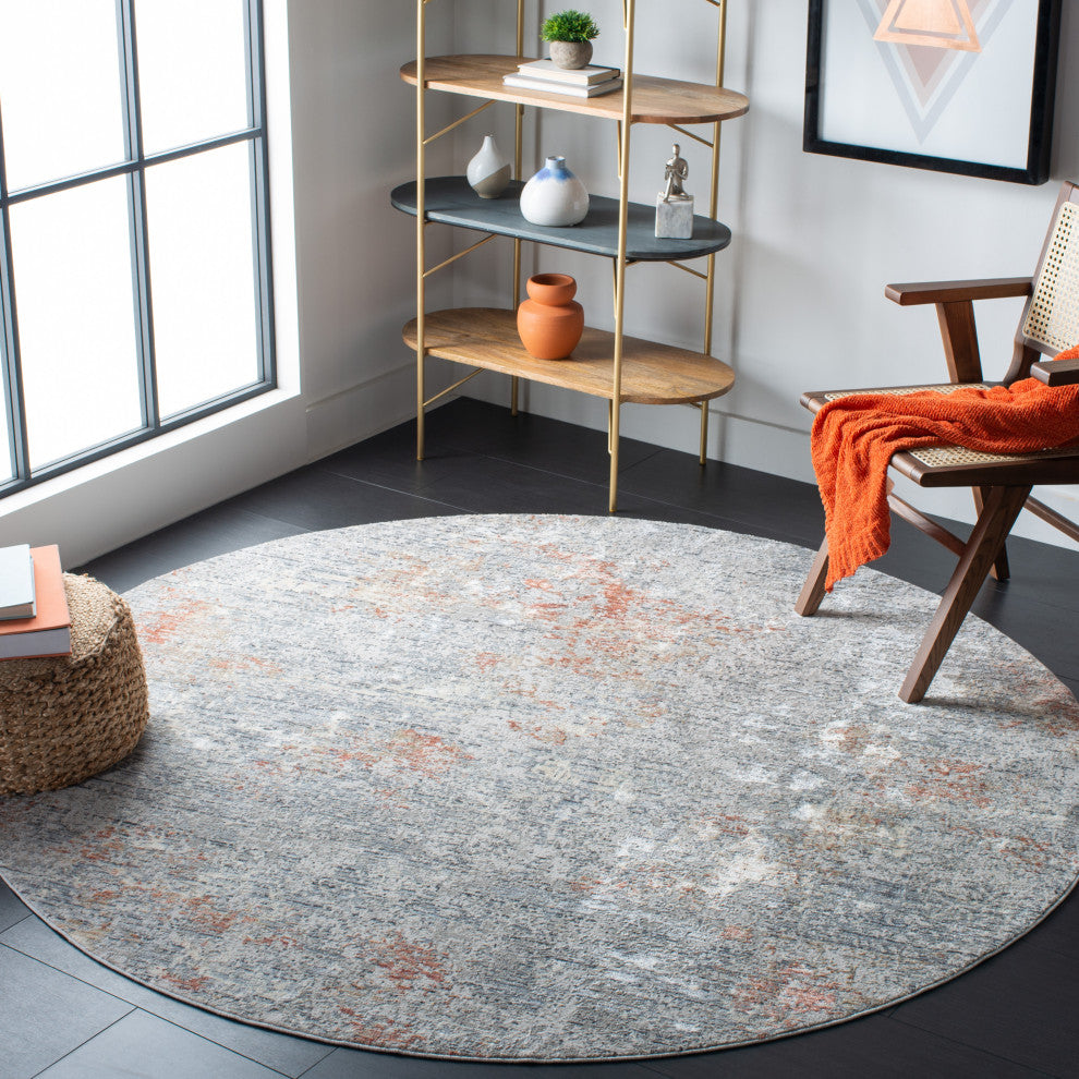Safavieh Dream Collection DRM429 Rug, Grey/Multi, 6'7" Round