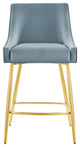 Counter Stool Chair, Blue, Velvet, Modern Bar Pub Cafe Bistro Lounge Dining