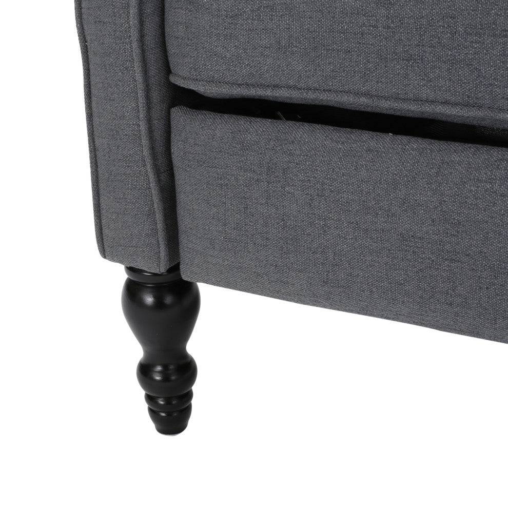 GDF Studio Xanthe Tufted Fabric Recliner, Set of 2, Charcoal and Dark Brown