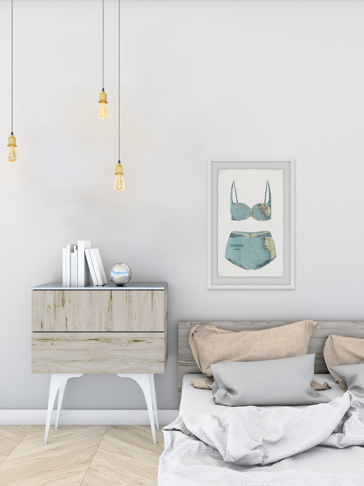 "Teal Bikini" Framed Painting Print, 30"x45"