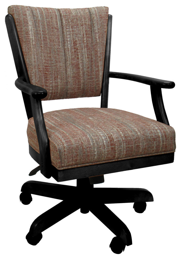Classic Caster Swivel Dining Chair on Wheels, Solid Wood, Watusi Madder - Black