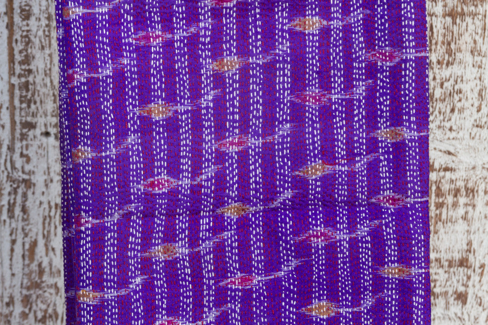 Purple Silk Kantha Throw