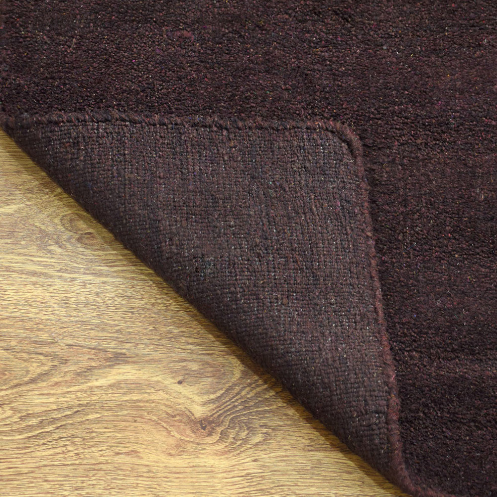 Hand Knotted Loom Silk Mix Area Rug Contemporary Brown