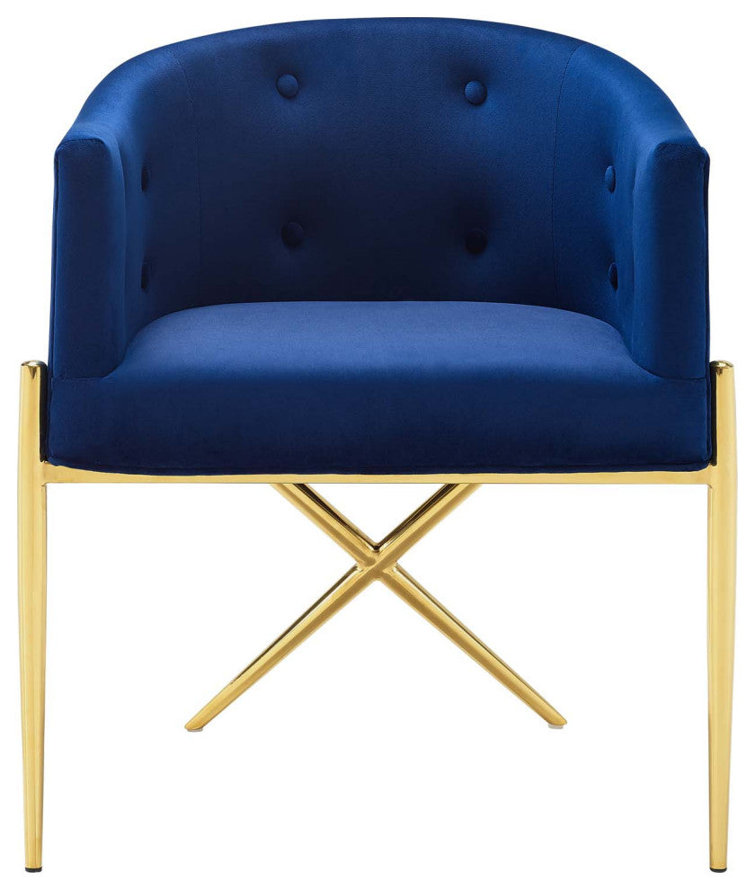 Savour Tufted Performance Velvet Accent Dining Armchair Navy
