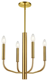 4 Light Incandescent Chandelier, Aged Brass