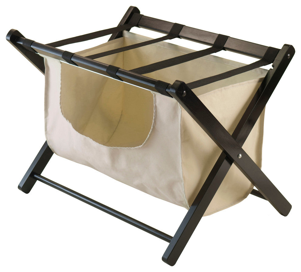 Dora Luggage Rack with Fabric Basket, Espresso