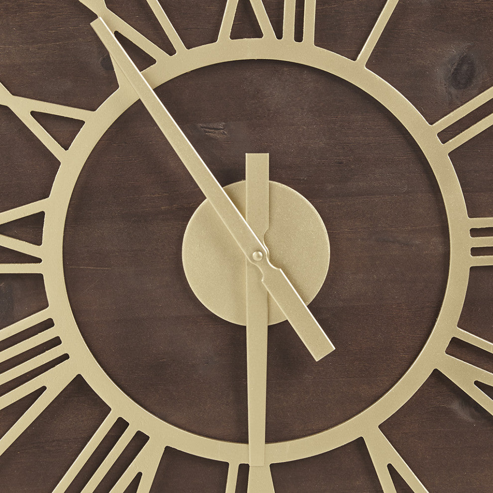 Madison Park Mason Rustic Roman Wall Decor Clock, Gold