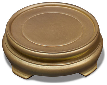 4.5 in Round Asian Wooden Stand, Gold