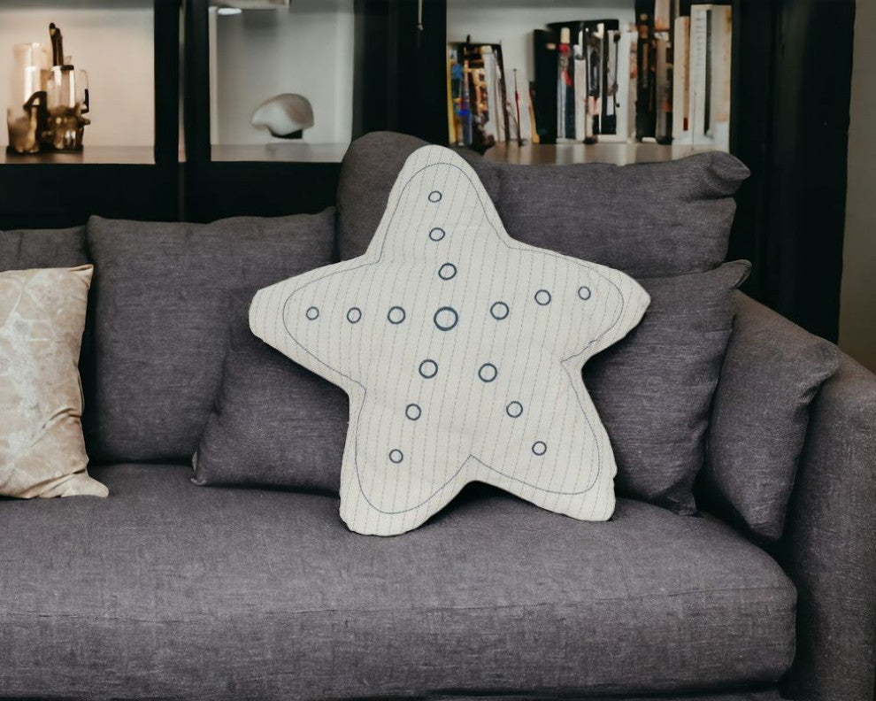 Set of Two 12" X 12" White Star Starfish Coastal Throw Pillow