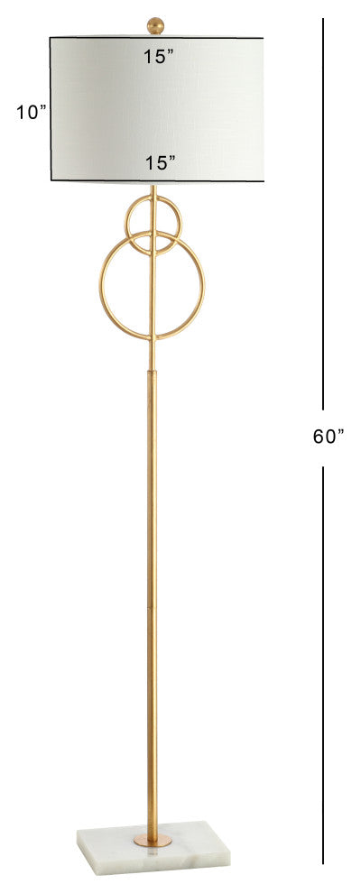 Haines 60" Modern Circle Marble and Metal LED Floor Lamp, Gold