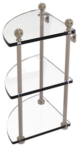 Mambo 3 Tier Corner Glass Shelf, Antique Pewter