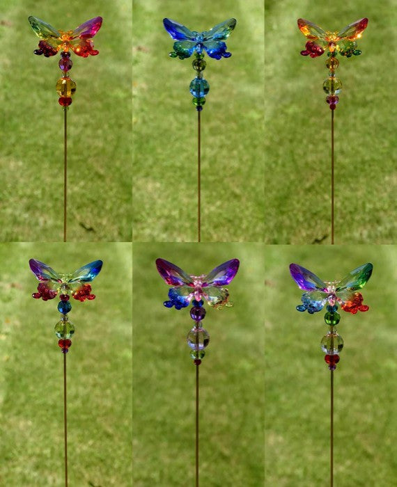 Set of 6 Acrylic Butterfly Pot Stakes