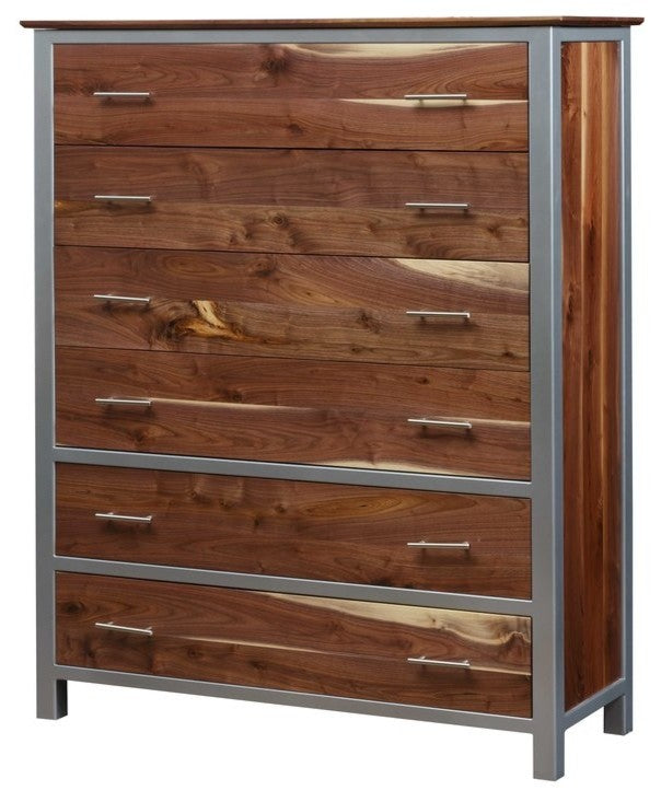 Squarepipe Chest Of Drawers, Walnut and Silver
