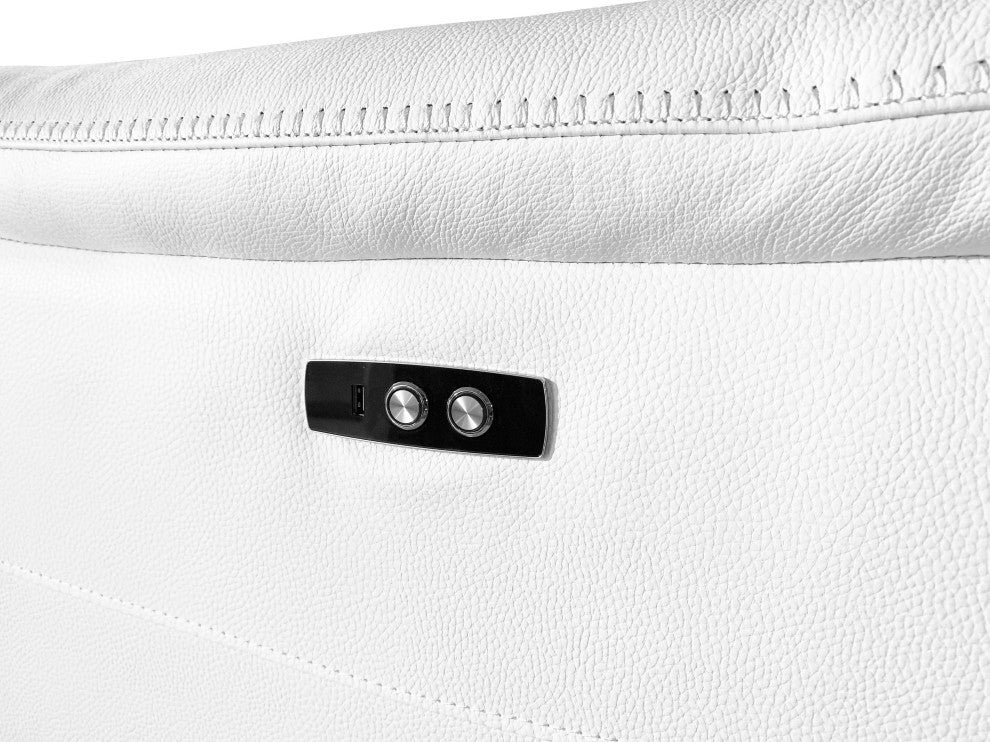Federico 7-Piece L-Shaped Top Grain Italian Leather Sectional-4 Power Recliners, White