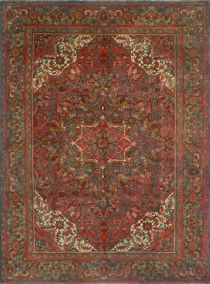 Vintage Heriz Edouard Red/Charcoal Rug, 7'10x10'7