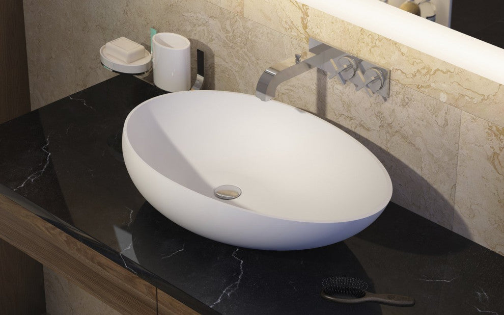 Aquatica Spoon-2 White Stone Vessel Sink