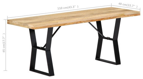 vidaXL Bench Dining Bench Wooden Bench Hallway Entryway Seat Solid Mango Wood