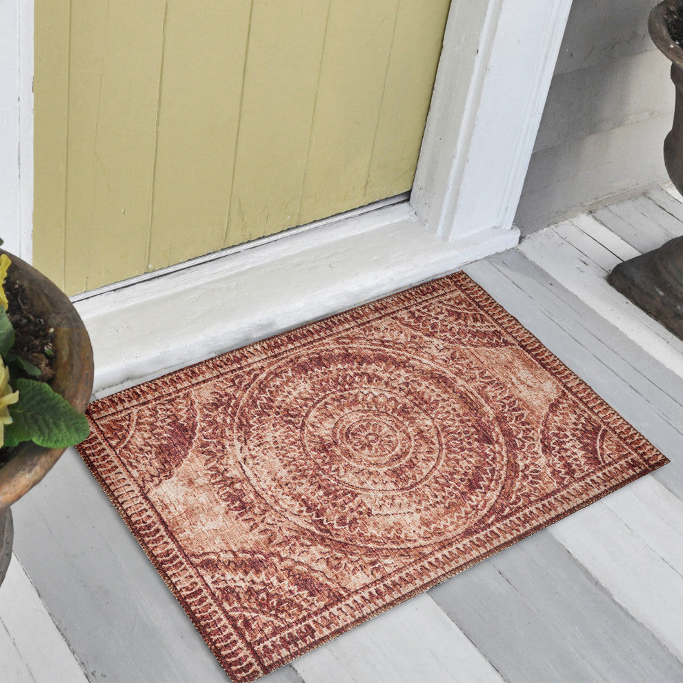 Indoor/Outdoor Sedona SN7 Spice Machine Washable 1'8" x 2'6" Rug