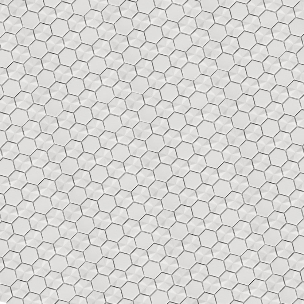 10"x11 3/4" 3D Hexagon Recycled Glass Tile, Steel