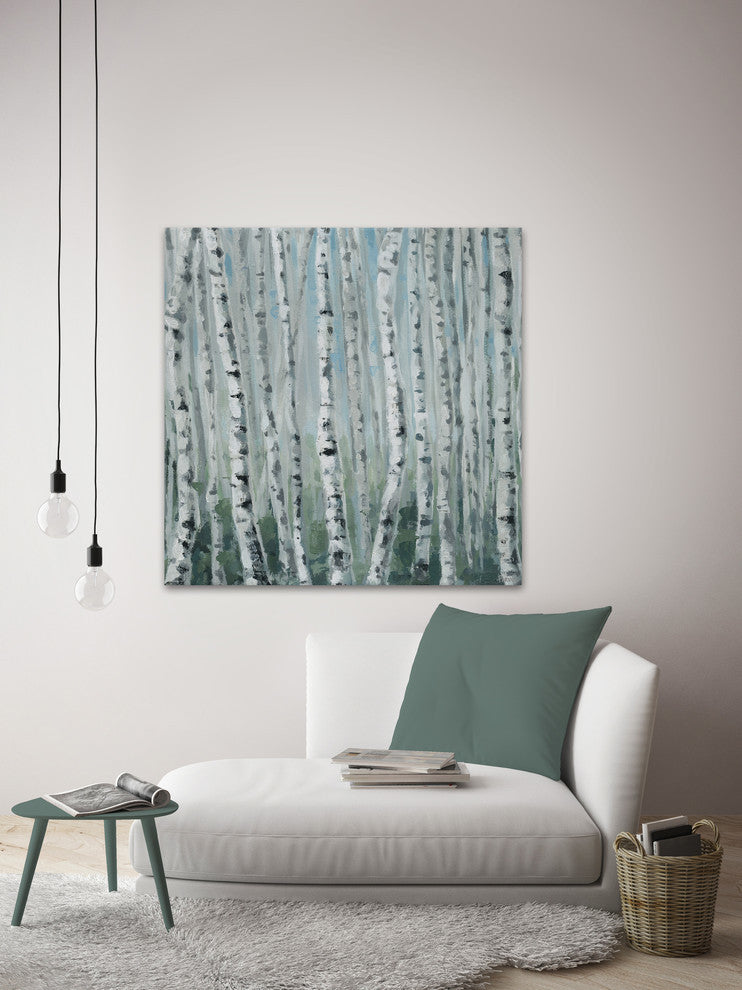 "Skinny Tree Trunks" Painting Print on Wrapped Canvas, 18"x18"