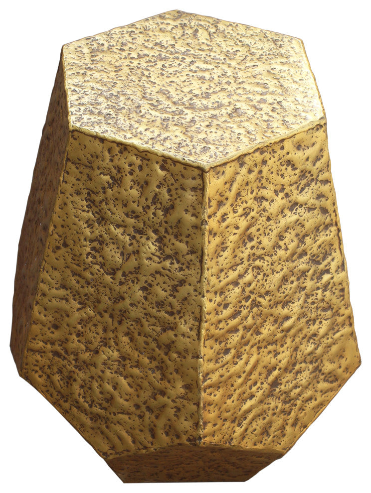 Benzara UPT-272884 Accent Metal End Table With Engraved Details, Brass