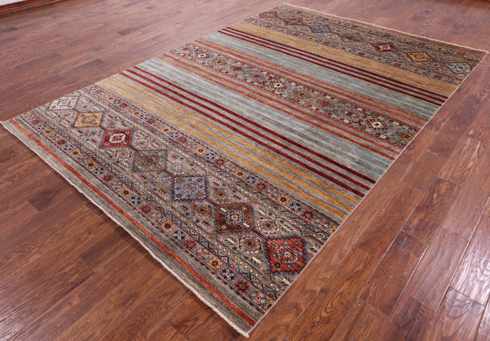 6' 10" X 10' 1" Hand Knotted Super Kazak Khorjin Rug - Q12303