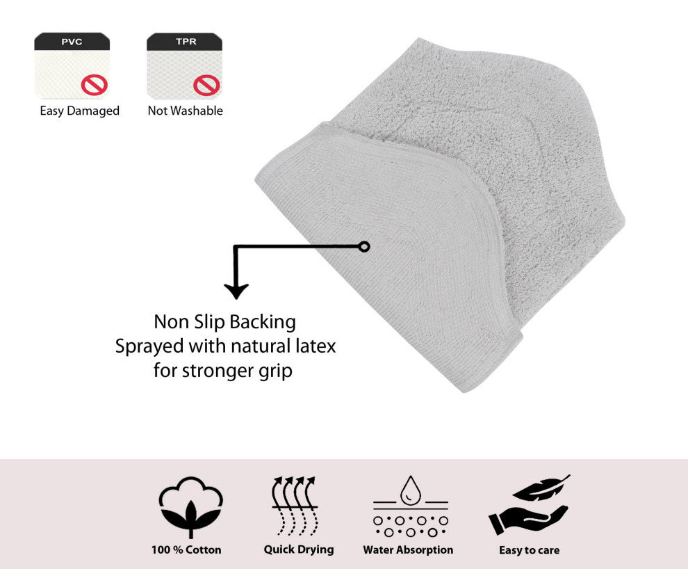 Waterford Absorbent Cotton and Machine washable Slice Rug, Light Gray