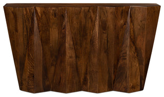 Denali Console Table Carved Solid Wood Natural Finish