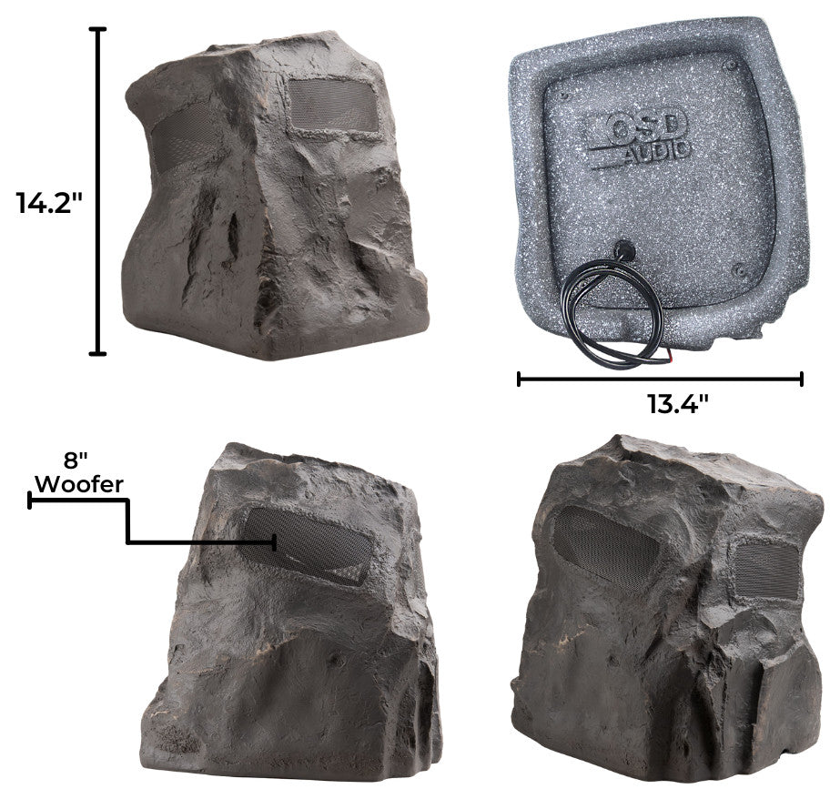 8" Omni Rock Single Speaker 360 Degree Outdoor Weather Resistant Slate