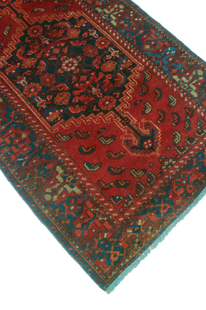 Fine Vintage Distressed Alyanna Red/Blue Runner, 3'8x9'0